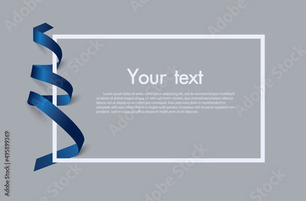 Obraz Frame and border of Blue ribbon, template elements use for aniversary card , presentation or celebrate card ,Vector design