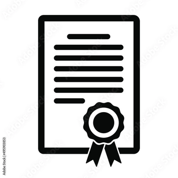 Obraz Certificate icon. Diploma, achievement, grant, award. Vector icon isolated on white background.