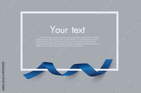 Obraz Frame and border of Blue ribbon, template elements use for aniversary card , presentation or celebrate card ,Vector design