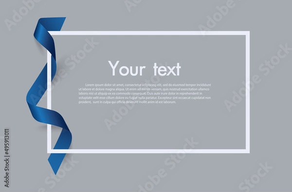 Obraz Frame and border of Blue ribbon, template elements use for aniversary card , presentation or celebrate card ,Vector design