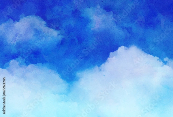Fototapeta 背景素材_水彩テクスチャ_青空