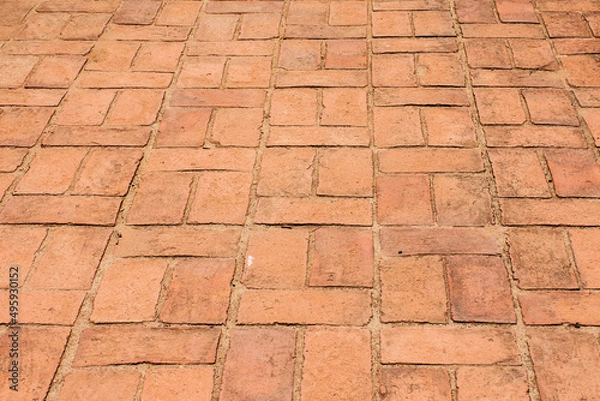 Obraz Old red brown brick floor pattern texture.