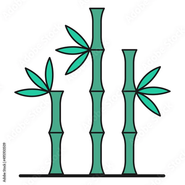 Fototapeta Three bamboo sprouts color ecological icon isolated