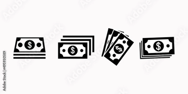Fototapeta Cash Icon in trendy flat style isolated on white background. Vector Dollar sign, money dollar icon - currency dollar bill symbol
