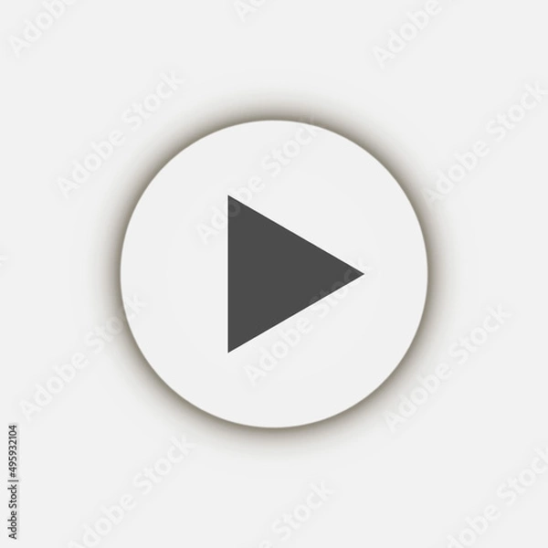 Fototapeta Grey play Icon, flat design style