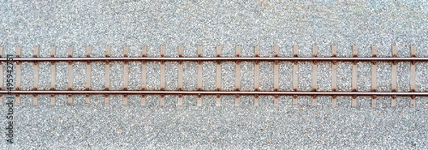 Obraz Top view of railroad tracks. Banner panorama background