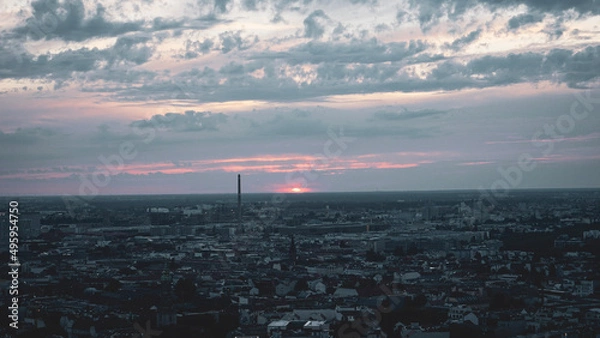 Fototapeta time clouds over city