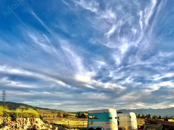 Fototapeta Ethereal Clouds over Montana Farm Ranch