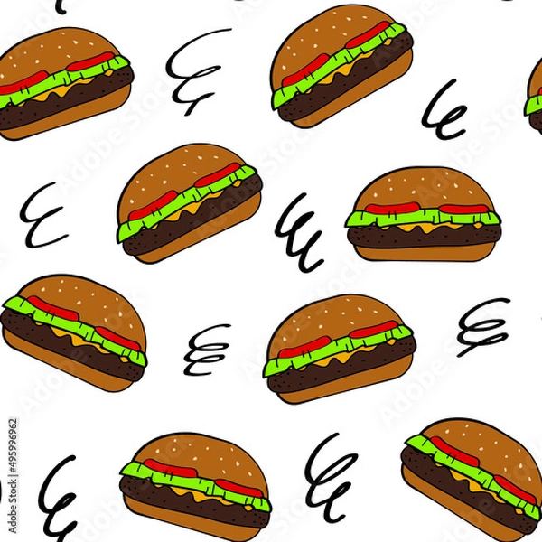 Obraz Seamless pattern with a pattern of burgers for your creativity.