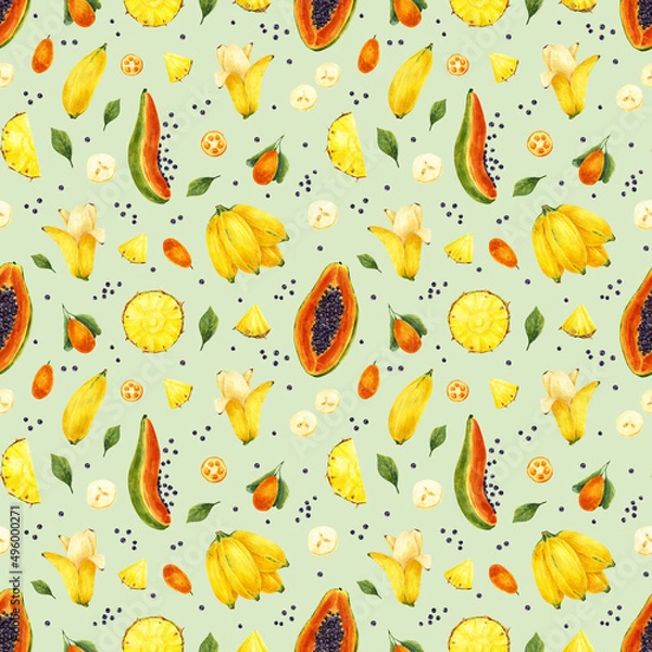 Obraz Seamless pattern with tropical fruits