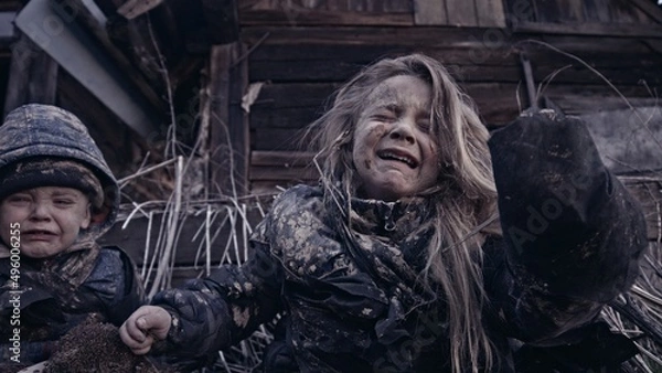 Obraz Children without a home, apocalypse, war