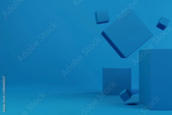 Fototapeta Cube minimalistic 3D render. Abstract background, monochromatic design.