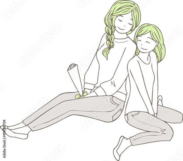 Obraz 母の日にお母さんへカーネーションをプレゼントする女の子