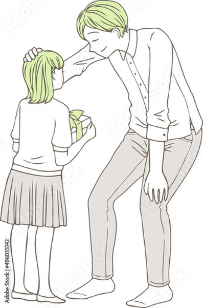 Obraz 父の日にお父さんへプレゼントを渡す女の子