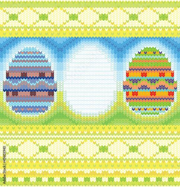 Fototapeta Easter card with eggs and banner, vector