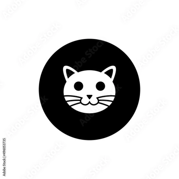 Obraz Cat icon circle black color editable.Pet icon