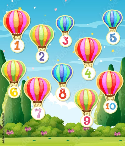 Fototapeta Counting numbers 1 to 10 for kids