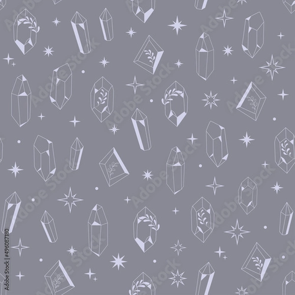 Obraz Boho Witch and Magic pattern with crystal and symbols