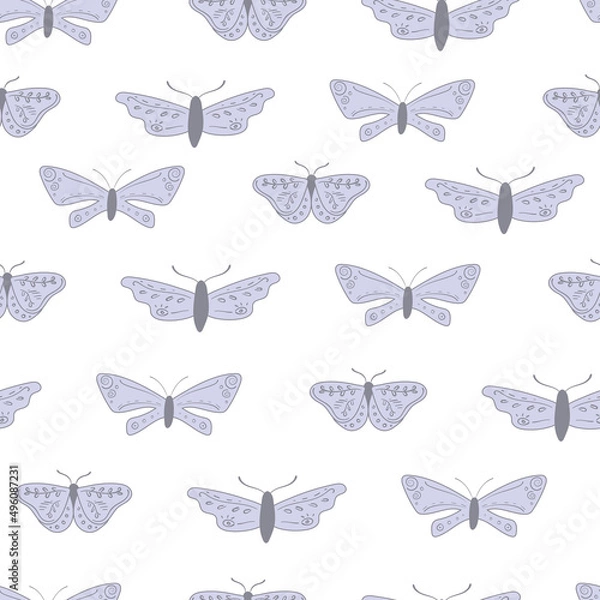 Obraz Boho simple pattern with night moth and butterflies