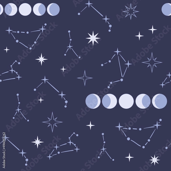 Obraz Boho Witch and Magic pattern with celestial constellation and star