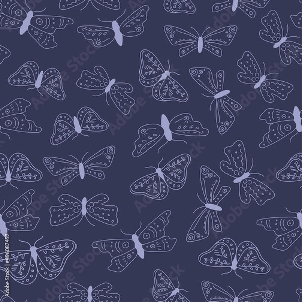 Obraz Boho chic pattern with night moth butterflies
