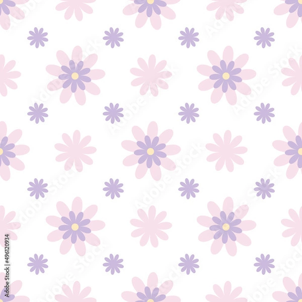 Obraz Floral vector pattern. Flower seamless repeat pattern background.