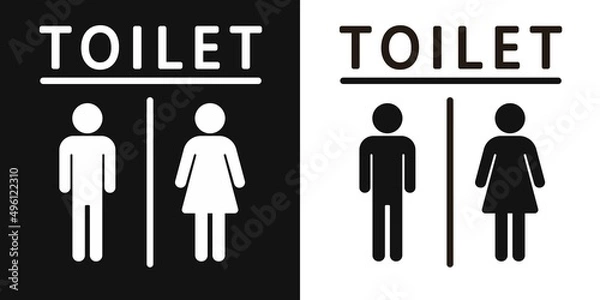 Fototapeta Sign Icon male and female Toilet. Black restroom icon isolated on white and black background. Linear symbol for use on web and mobile apps, logo, print media. Vector design eps 10 editable.