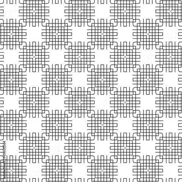 Fototapeta Seamless vector pattern. Decorative repeat texture. Monochrome abstract ornament for sublimation or print. Decorative background.