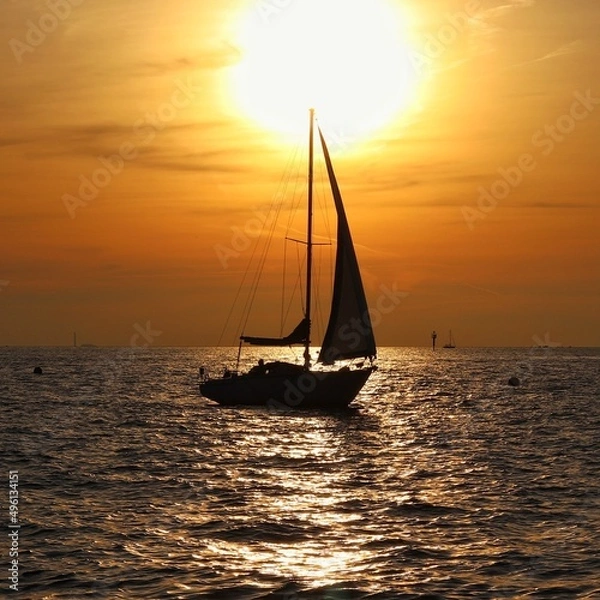 Obraz sailboat at sunset