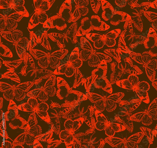 Fototapeta Seamless butterfly design pattern illustration.