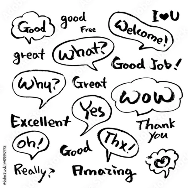 Fototapeta 영문 말풍선 캘리그래피