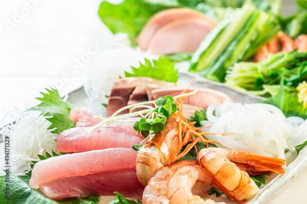 Fototapeta 手巻き寿司の具材　海鮮