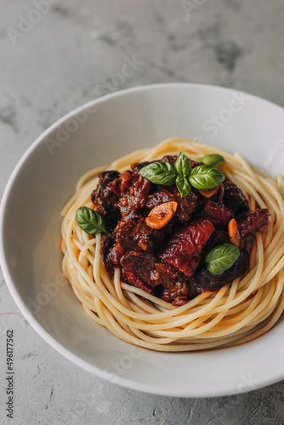 Fototapeta spaghetti with sauce