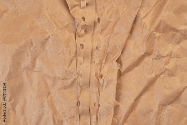 Fototapeta Aged wrapping recycled crumpled kraft paper texture