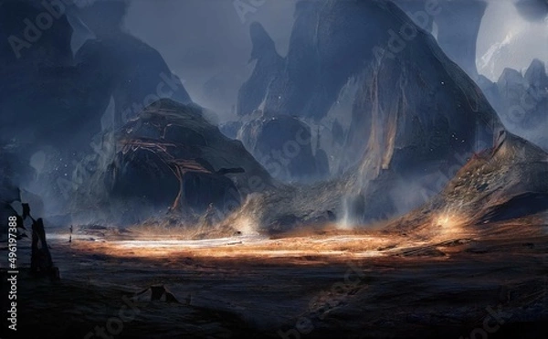 Obraz Backgrounds 3D illustration Alien planet Sci-fi Game 