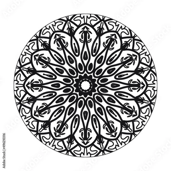 Fototapeta Circular pattern in the form of mandala with flower for henna mandala tattoo decoration