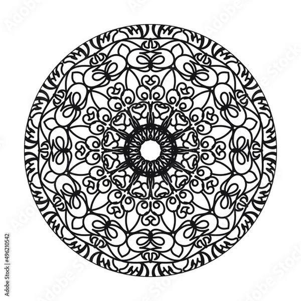 Fototapeta Circular pattern in the form of mandala with flower for henna mandala tattoo decoration