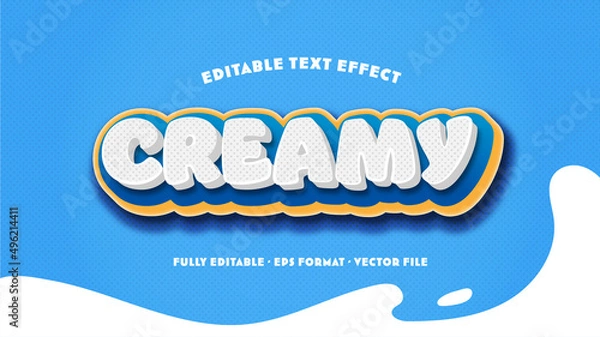 Fototapeta Creamy Editable Text Effect with Splashes of Milk or Cream Element