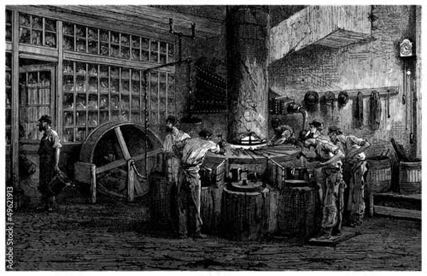 Fototapeta Nails Factory - Clouterie - 19th century