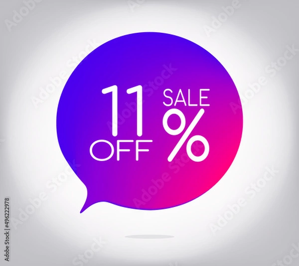 Fototapeta 11% off gray gradient banner. Vector illustration label, colorful gradient label design or color transition for your modern design discount campaign promotion