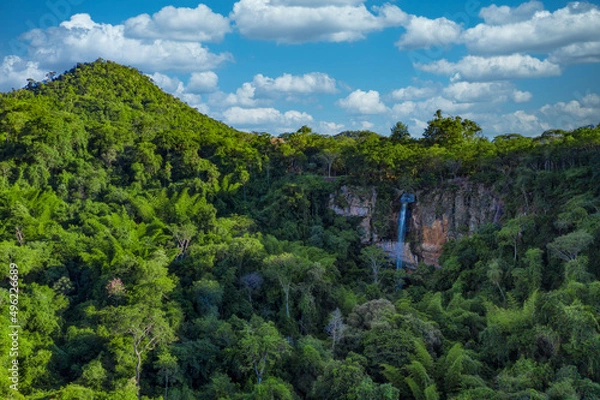 Obraz Aerial view of the Salto Suizo the highest waterfall of Paraguay near the Colonia Independencia and Vallarrica.