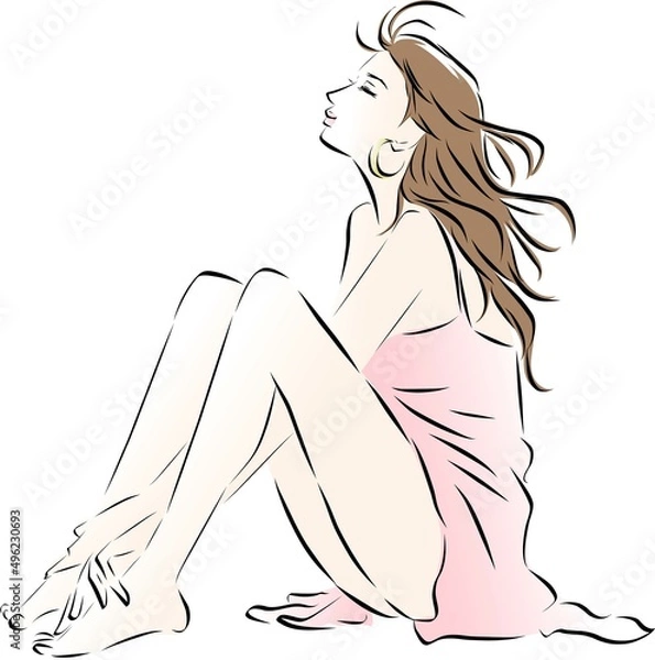 Obraz リラックスして朝日を浴びる女性