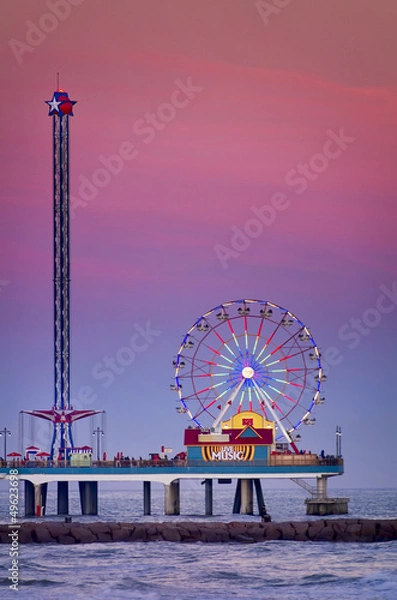 Obraz Przystań Galveston Pleasure o zmierzchu