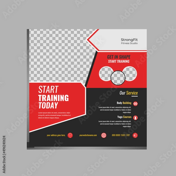 Fototapeta Set of social media post template and marketing webinar other seminars, online courses and classes, suitable modern banner and real estate square banner design template etc.
