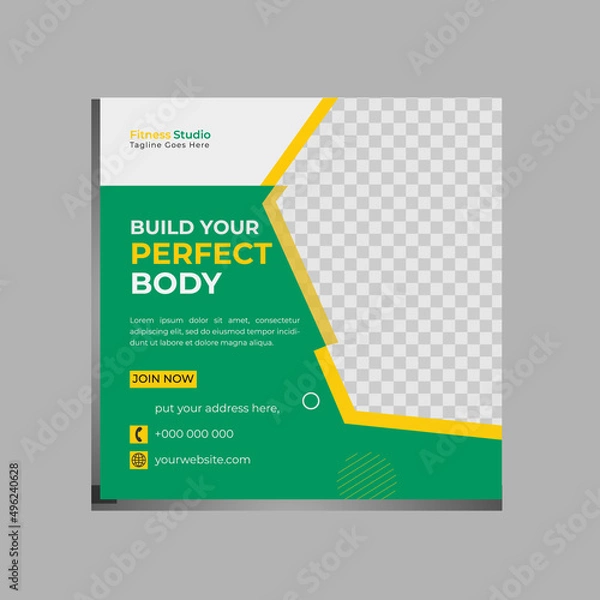 Fototapeta Set of social media post template and marketing webinar other seminars, online courses and classes, suitable modern banner and real estate square banner design template etc.