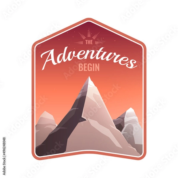 Fototapeta Mountains Flat Emblem