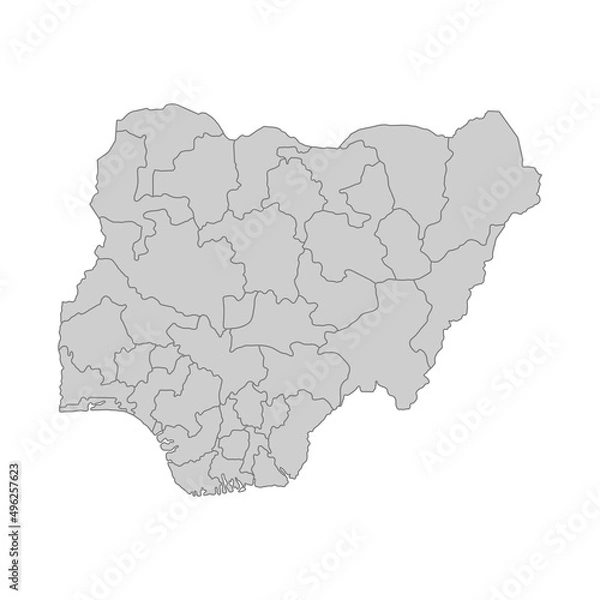 Obraz Outline political map of the Nigeria. High detailed vector illustration.