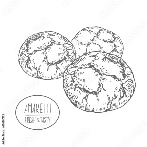 Obraz Hand drawn vector italian amaretti illustration set
