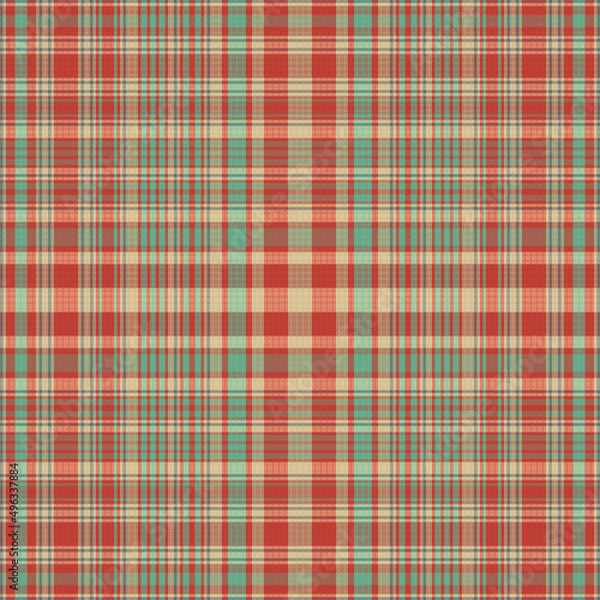 Fototapeta Tartan plaid pattern with texture and retro color.