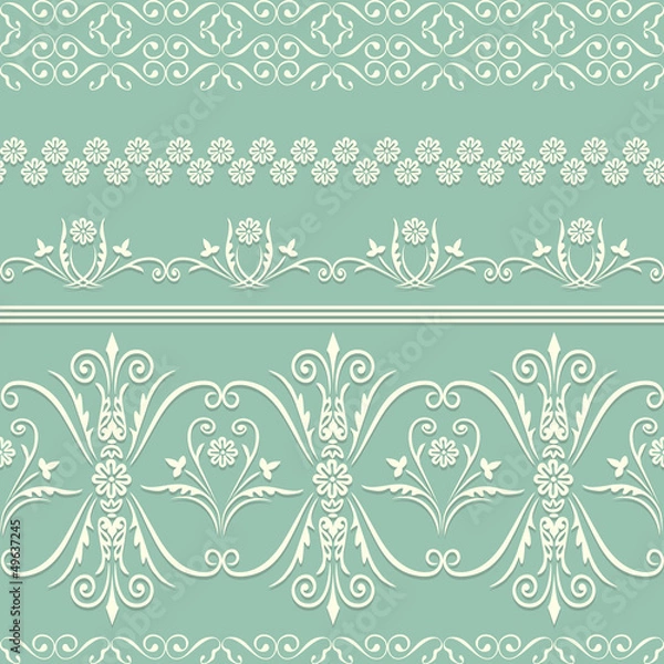 Fototapeta seamless pattern with swirling decorative floral elements